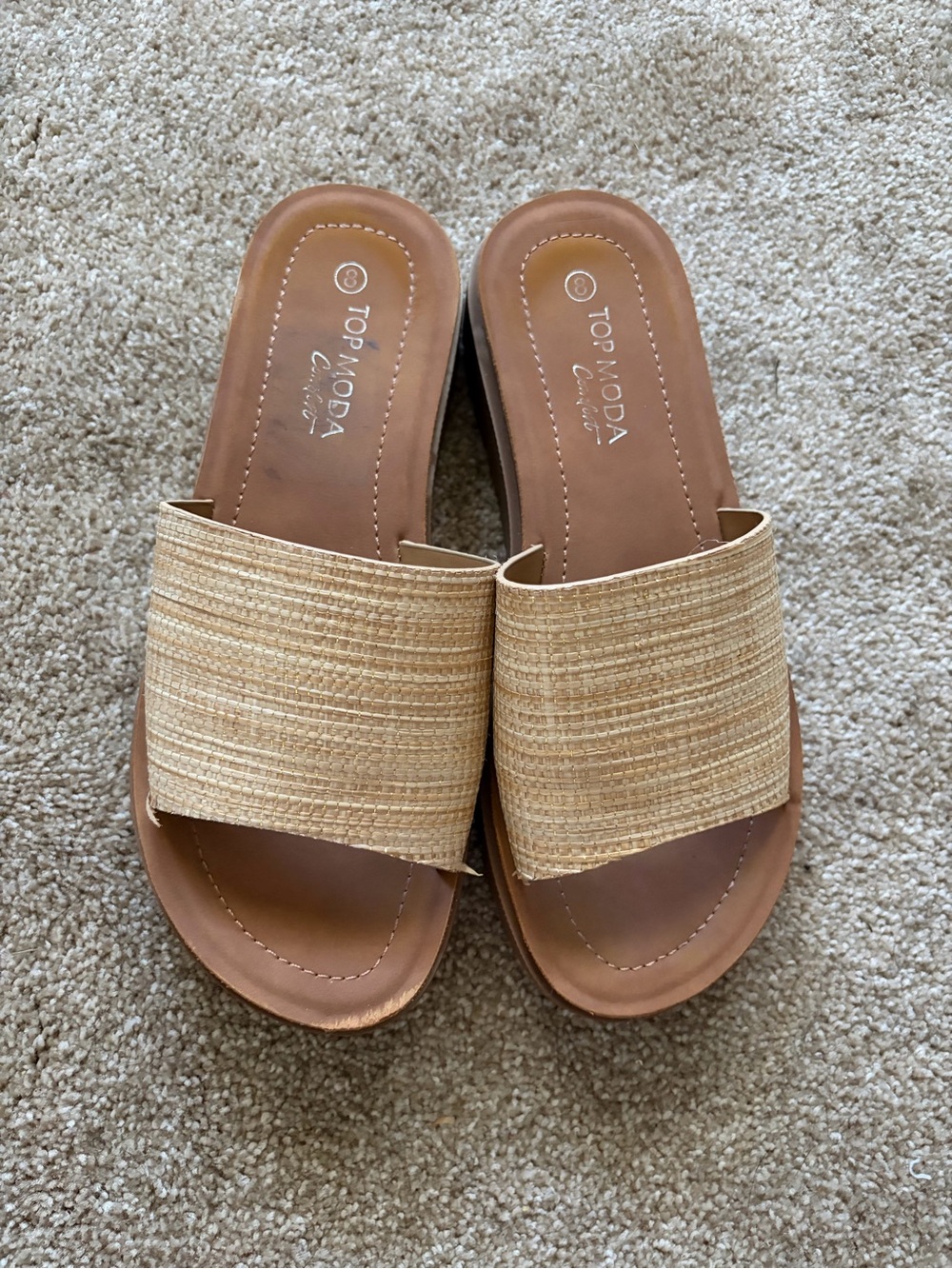 Natural Raffia Slide Sandals - Picture 4 of 5